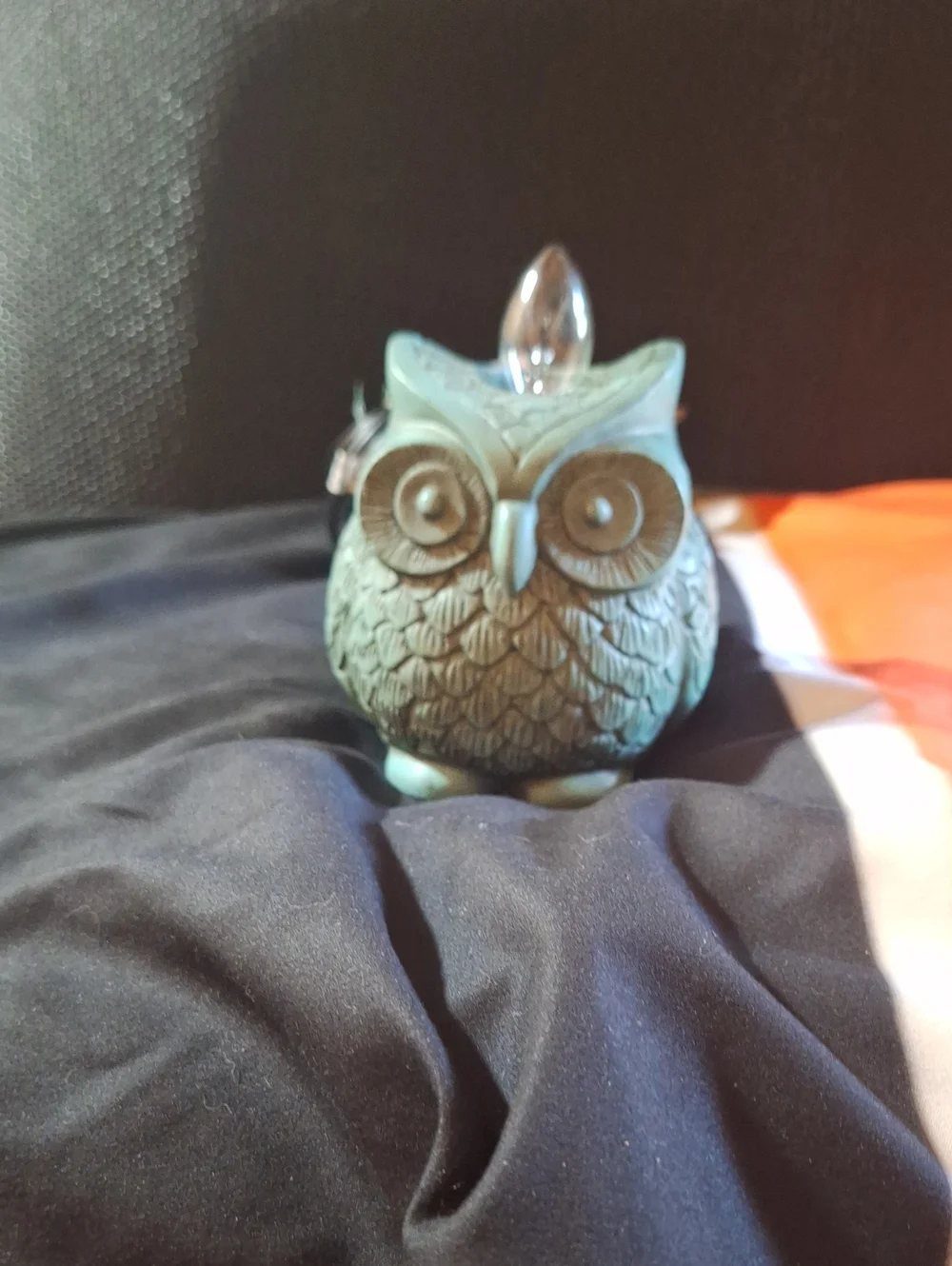 Green Ceramic Light Owl Figurine Home Accent